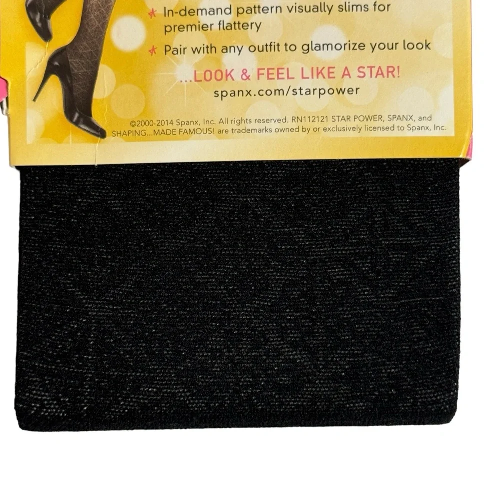Star Power by SPANX Center-Stage Patterned Shaping‎ Tights Nouvea Black NWT